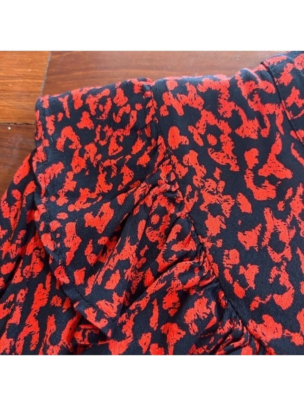 Zara Women 100% Viscose Tiered Red Black Ruffle Dress Sz XS Zip&Button Closure - Picture 5 of 8